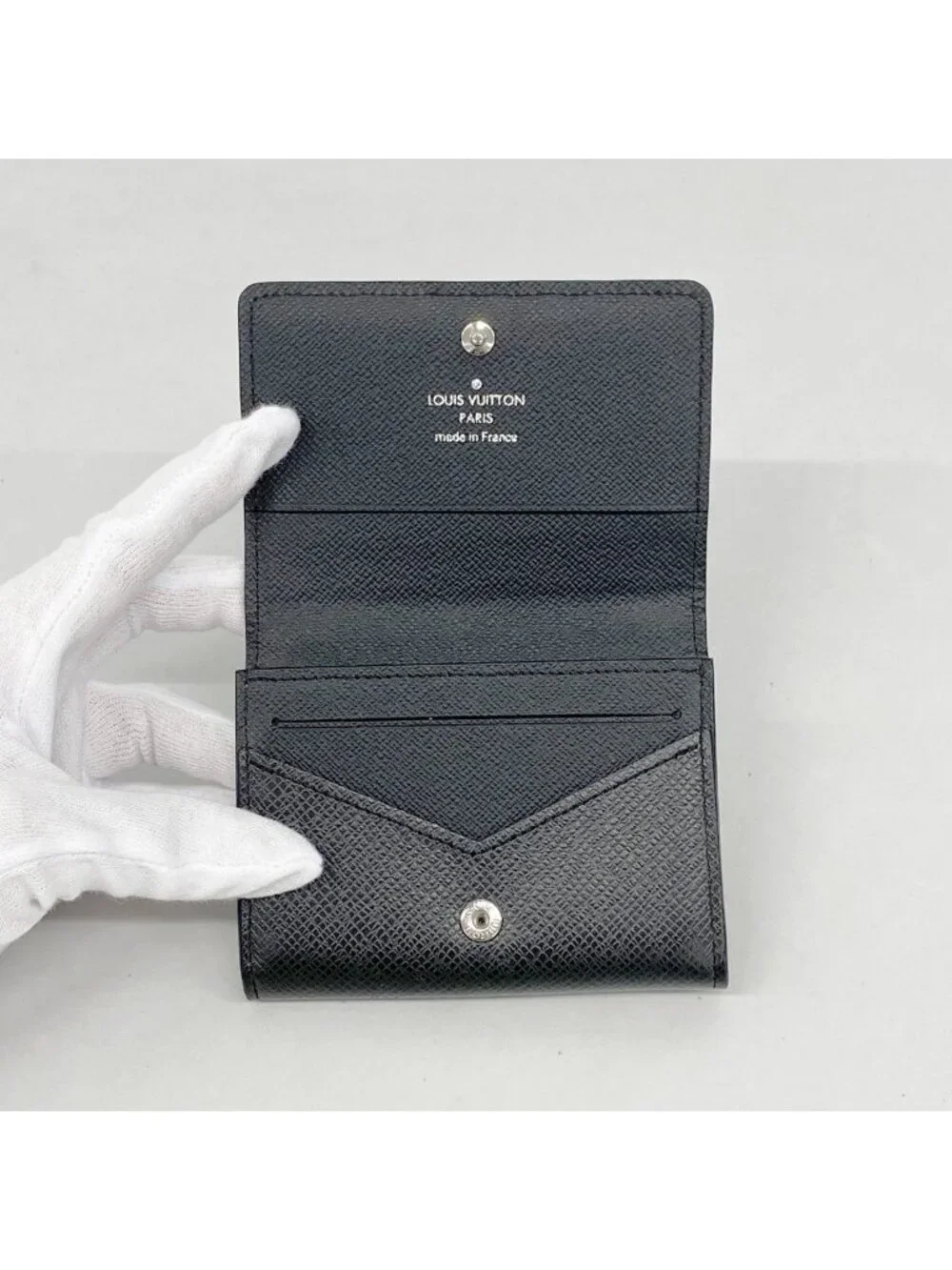 Louis Vuitton Card Case Taiga Envelope Business Holder NM Black